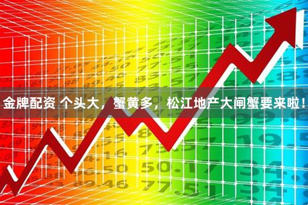 金牌配资 个头大，蟹黄多，松江地产大闸蟹要来啦！