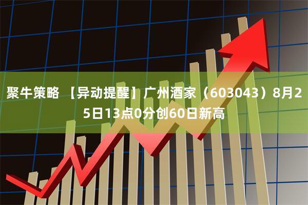 聚牛策略 【异动提醒】广州酒家（603043）8月25日13点0分创60日新高